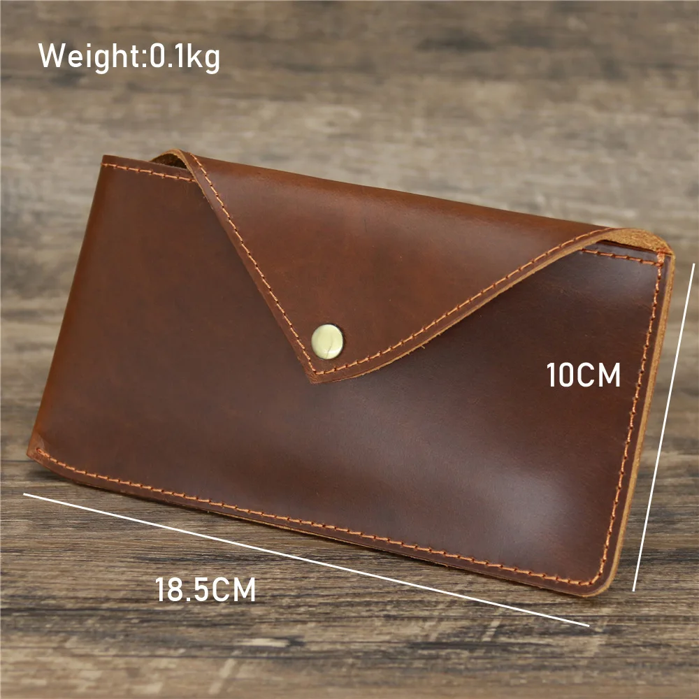 7 inch Mobile Phone Pouch Genuine Leather Cell Phone Holster Belt Case for Men Vintage Horizontal Waist Bag for iPhone Samsung