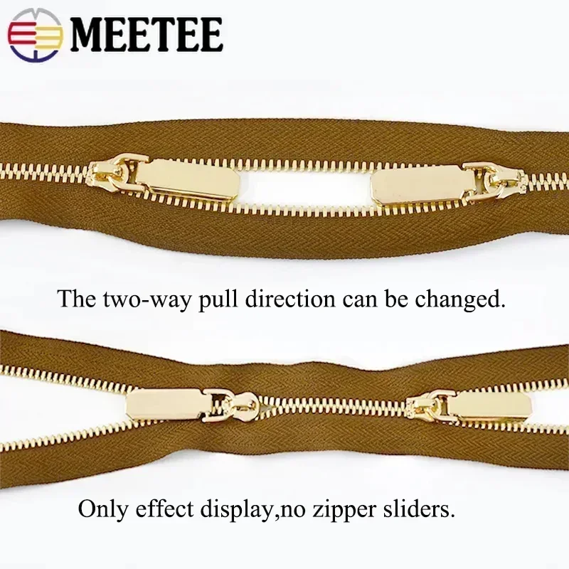 1/2/3Yards 5# Colorful Metal Zipper Gold/Sliver Teeth Double Pull Open-end Zips Tape Bag Garment Zip Repair Kit Sewing Accessory