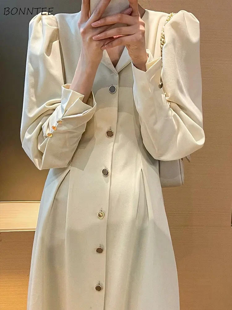 

New Arrival Long Sleeve Midi Dress Women Autumn French Style Ins Elegant Young Casual Temperament Ladies Simple All-match Tender