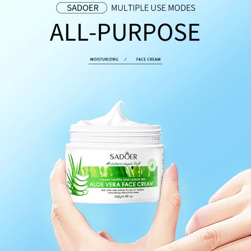 140g Aloe Vera Moisturizing Cream, Rich in Skin-Care Ingredients Such as Glycerin and Aloe Vera Extract, Is Refreshing, Lightly Scented, Easily Absorbed, Non-Greasy, Leaving Skin Soft, Smooth, Elastic, and Radiant, Suitable for Dry and Rough Skin, and Is Suitable for Both Men and Women