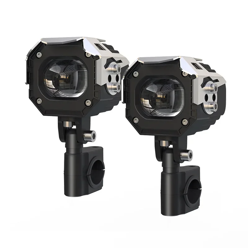 

New 60W wide pressure two-color dual-light motorcycle, spotlight, modified guard bar external light CNC