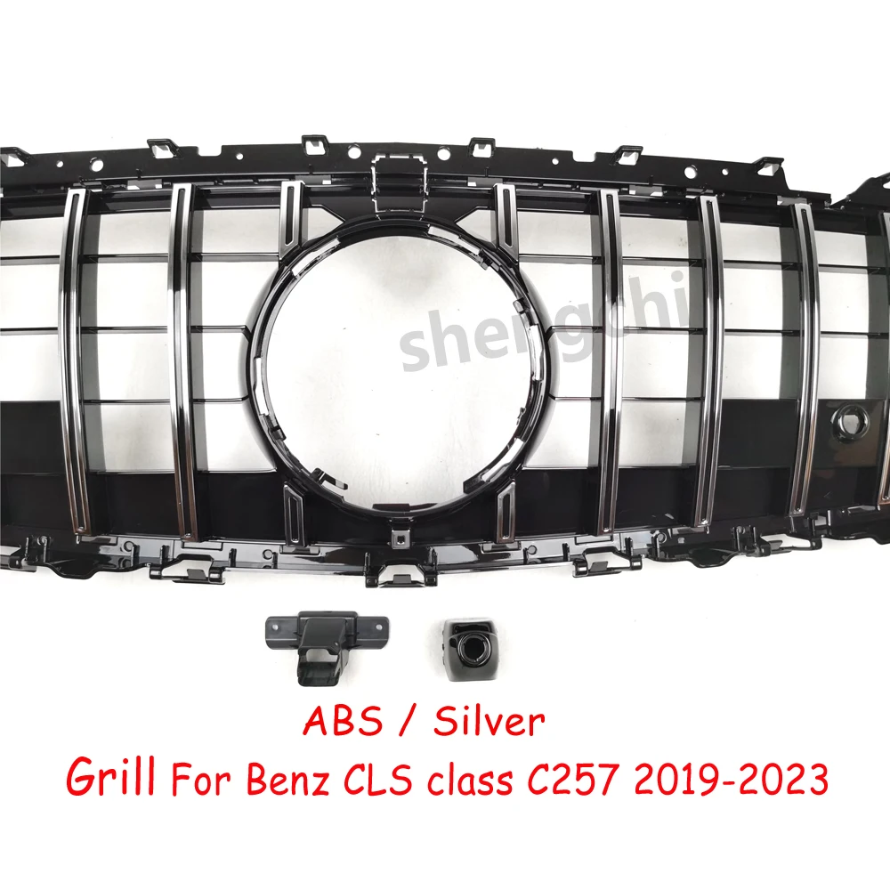 C257 Panamericana GT Style Silver Front Bumper Grill For Mercedes Benz CLS Class C257 Sedan CLS350 CLS450 CLS53 2019-2023