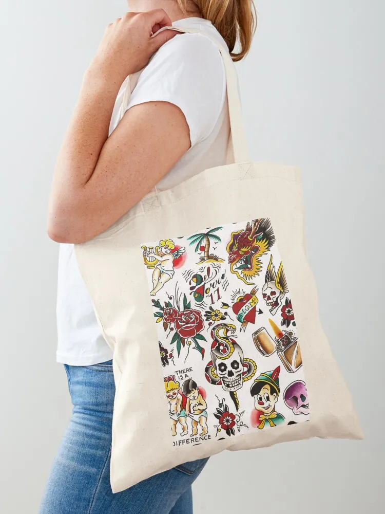 Tattoo Flash Sheet Tote Bag custom fabric bag Handbags Cloth bag female