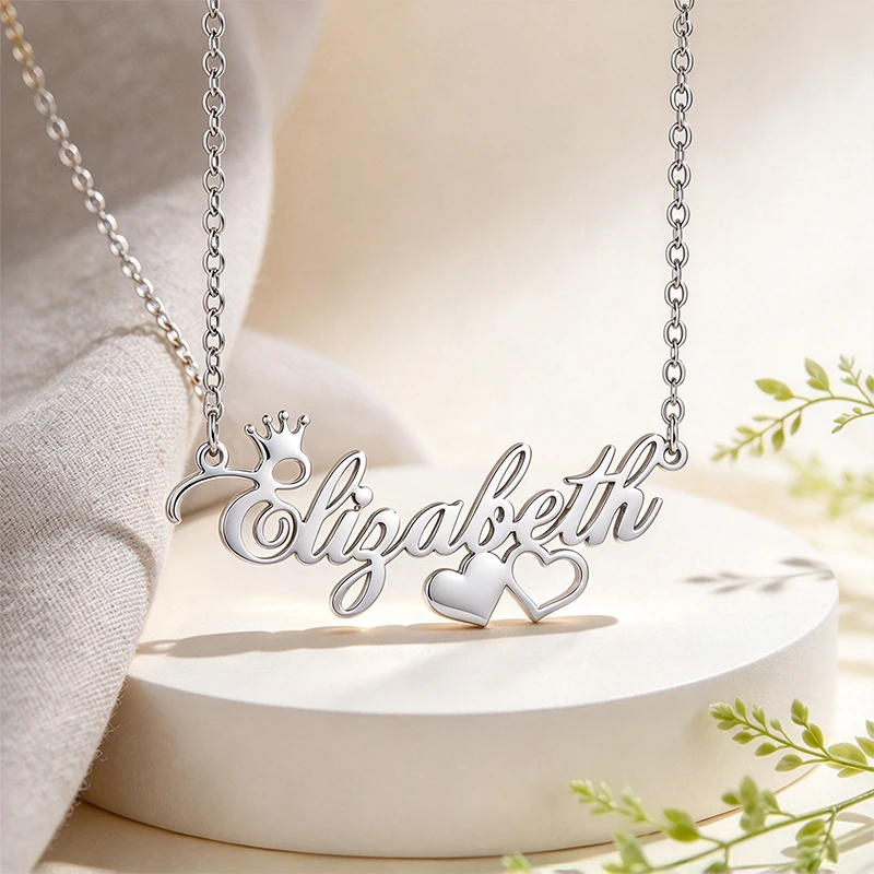 DIY Custom Multi-style Name Pendant Necklace Woman Girlfriend Heart Crown Name Personalized Choker Birthday Mother's Day Gift