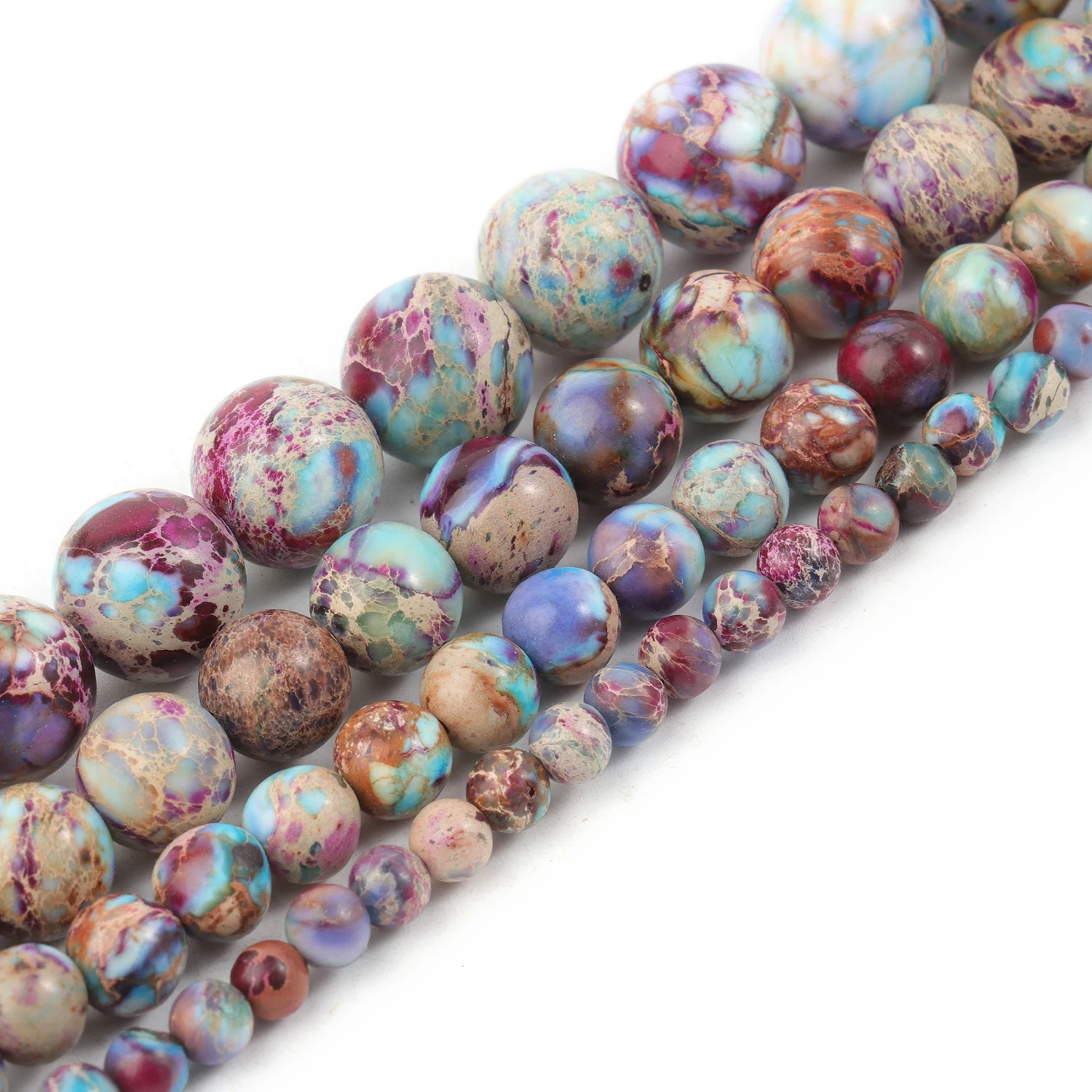 4-10mm Natural Flower Purple Emperor Jasper Stone Sea Sediment Round Beads Spacer Beads Jewelry Makign DIY Bracelet Necklace