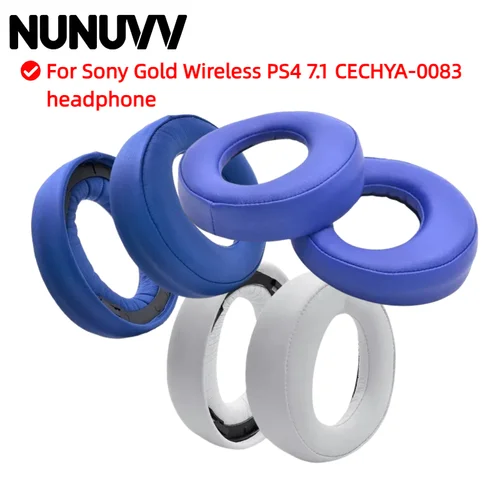 Imagen 2 del producto Almohadillas de repuesto NUNUVV para Sony Gold Wireless PS4 7,1 CECHYA-0083 auriculares almohadillas de cuero proteico más suaves,