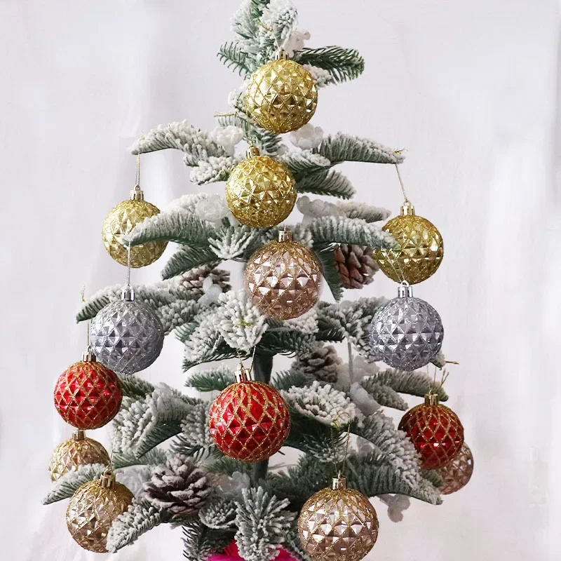 6cm Electroplated Painted Plastic Ball Christmas Tree Decoration Hanging Ball Pendant navidad 2024