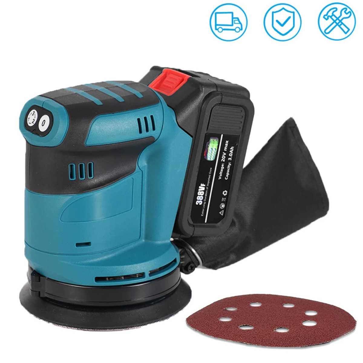 

3 Speed 125mm Sandpaper Wood Grinder Polishing Machine Sander Random Orbit Electric Sander Power Tools For Makita 18V Battery