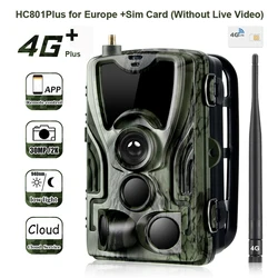 Câmera de vigilância para caça, hc801plus, 4g, sem fio, 30mp, 2k, para animais selvagens, serviço de nuvem