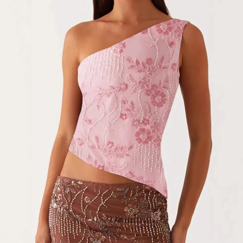 

New Sleeveless Top for Summer 2026, Beaded Tube Sequined Embroidered Top