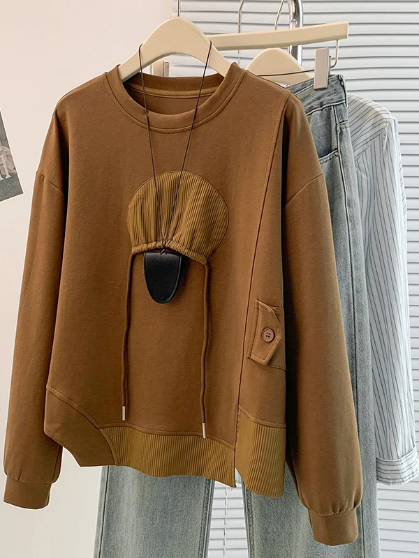 เสื้อฮู้ดดี้ทรงหลวมสไตล์ลำลองสำหรับฤดูใบไม้ร่วง ดีไซน์หรูหรา ใส่สบาย เหมาะกับทุกสภาพอากาศ