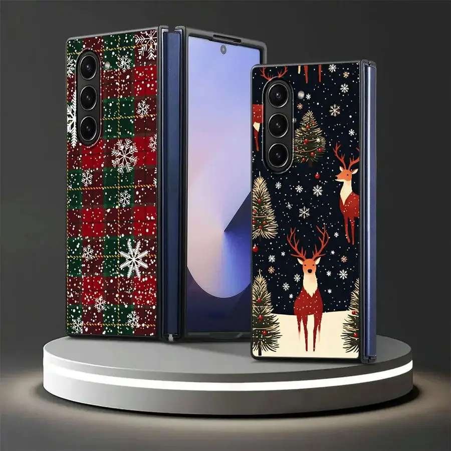 Plaid Snowflake Phone Cover Case for Samsung Galaxy Z Fold 8 Z Fold 7 6 3 ZFold5 ZFold6 ZFold7 ZFold4 Z Fold8Ultra