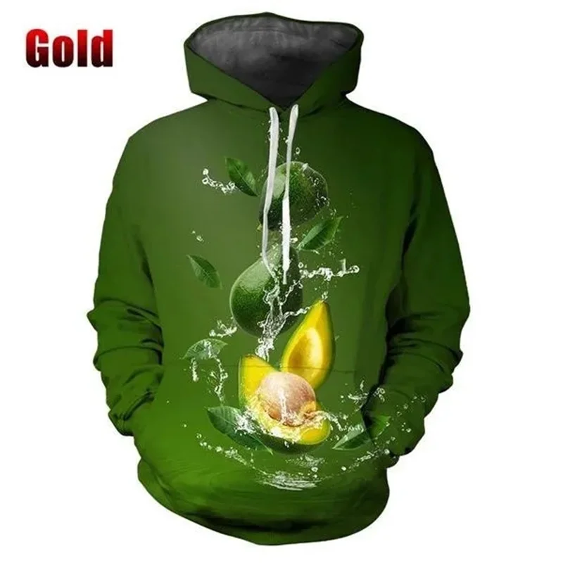 Tropical Fruits Lemon Hoodie Men 3D Avocado Kiwi Fruit Print Hoodies Womens Clothing Harajuku Fashion y2k Pullovers Hooded Hoody