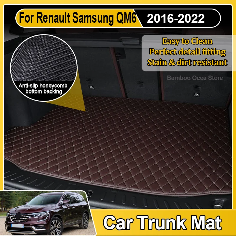 Leather Trunk Pads For Renault Koleos Samsung QM6 HC MK2 2016–2022 Anti Dirty Mats Waterproof Cargo Boot Carpet Car Accessories