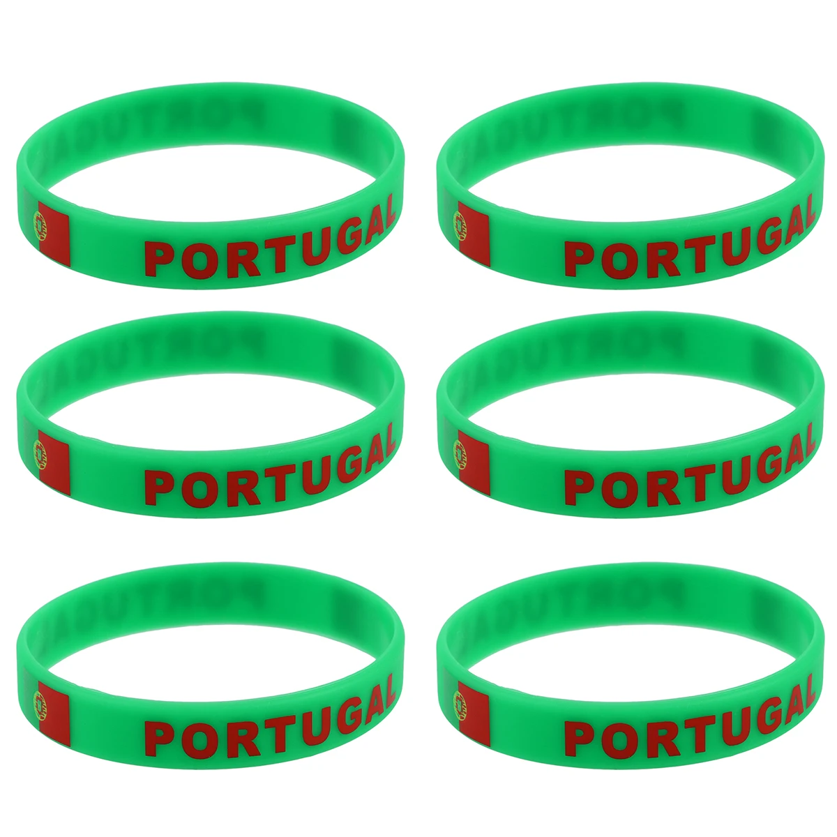 

6Pcs Silicone Country Wristband Soft Comfortable Sports Bracelet for Football Game Cheer Portugal Flag Wristband