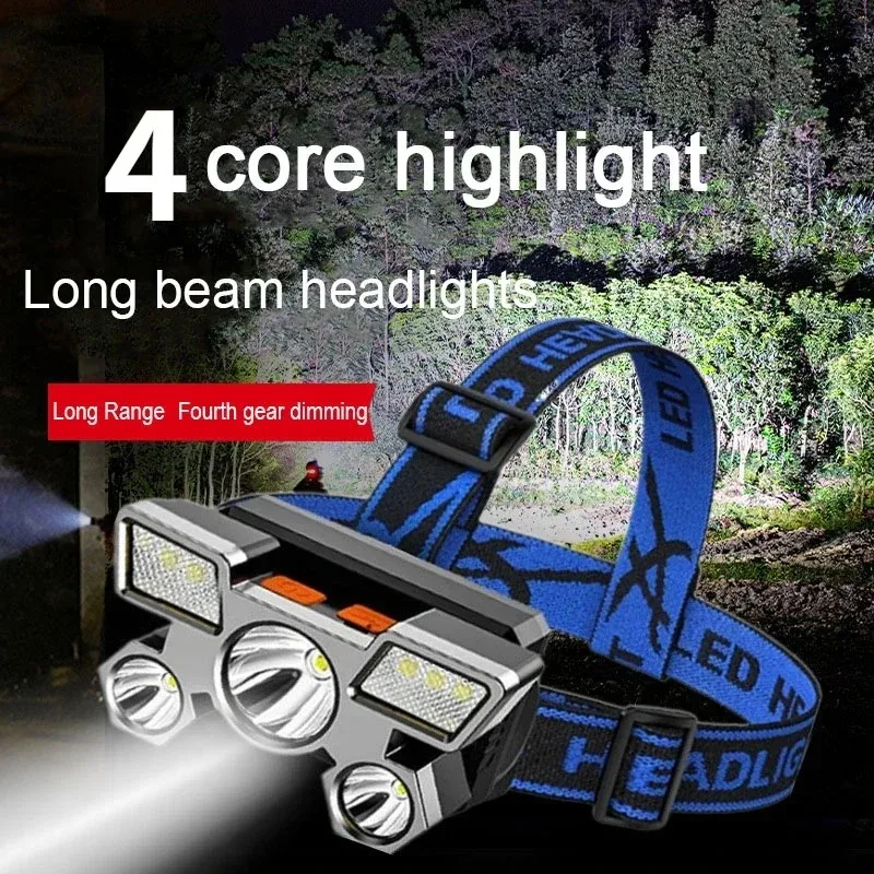 Fishing Camping Headlamp 3LED 6SMD LED Light USB Rechargeable 4 Modes Super Bright Portable Outdoor Adventure Flashlight Tool