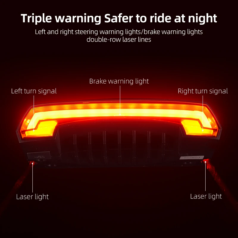 ROCKBROS Local Shipping Bicycle Tail Light USB Rechargeable Wireless Waterproof MTB Safety Cycling Lights Remote Control Turn Sign Bike Light Lamp