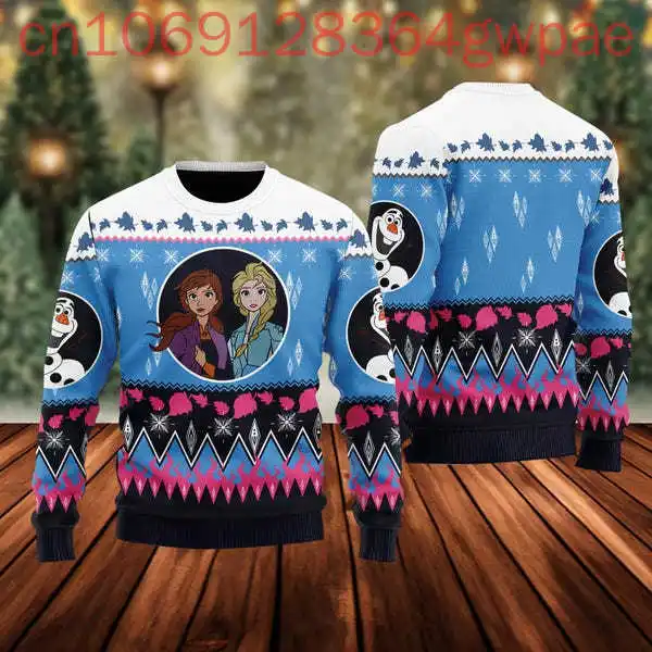 Disney Winter Princess Ugly Christmas Sweater Magic Ice Princess Sister Xmas Sweatshirt Gift For Men Women Movie Chrsitmas