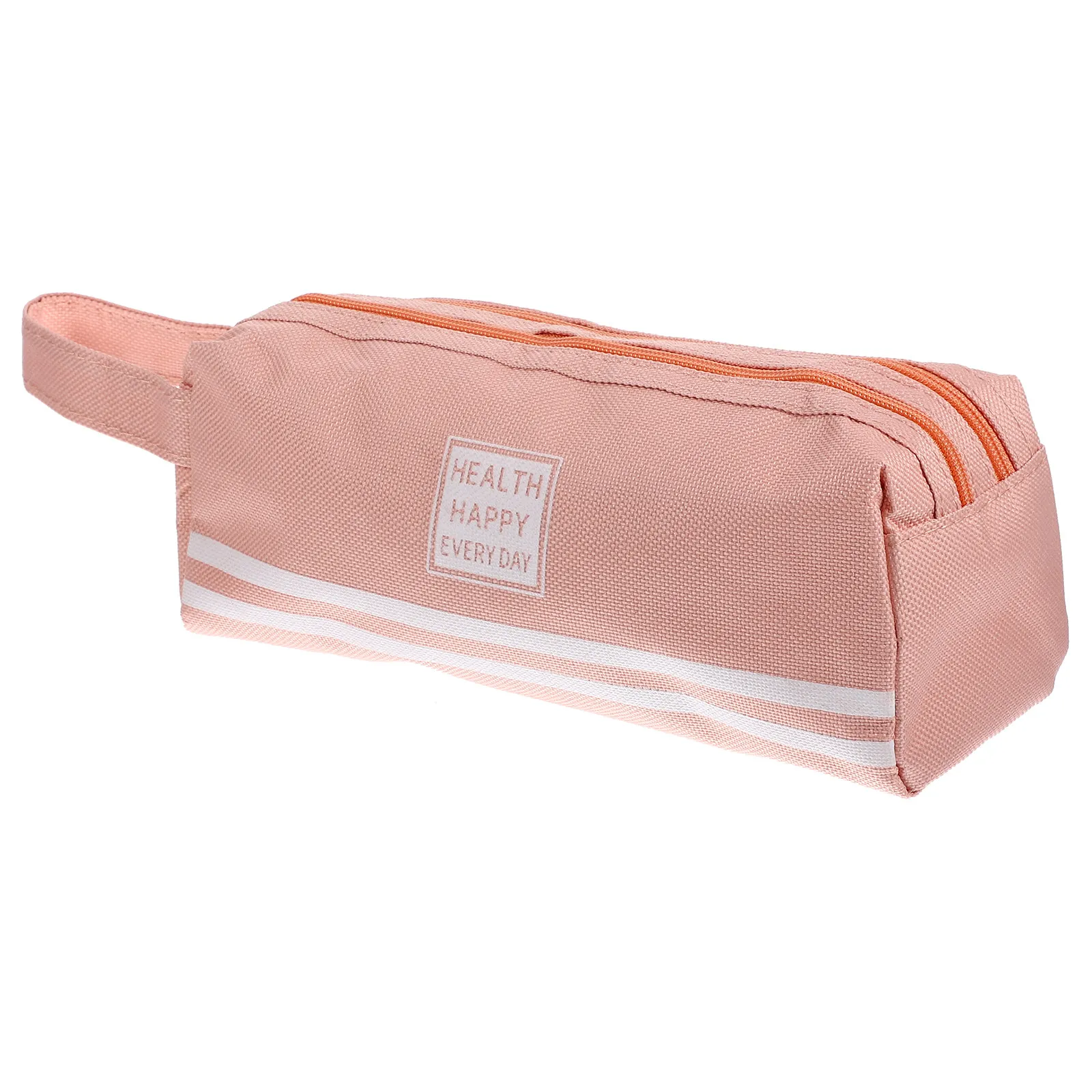 

Double Layer Pencil Bag Large Capacity Canvas Zipper Case for School Cosmetics Portable Light Pink Pencil Pouch