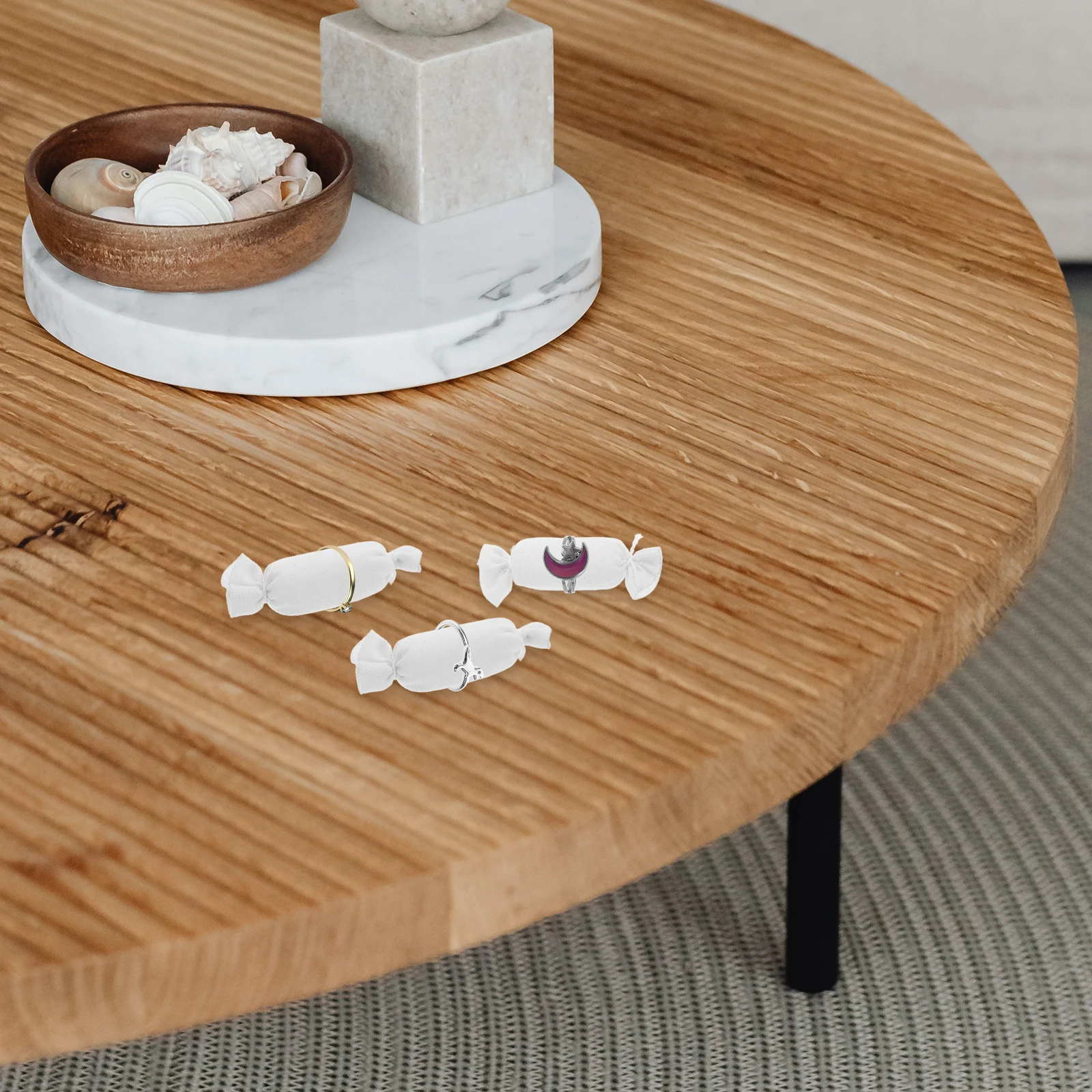 

5pcs Jewelry Stand Ring Cushion Organizer Earring Holder Watch Display Rack Burlap Multifunctional Portable Set For Wedding Ring