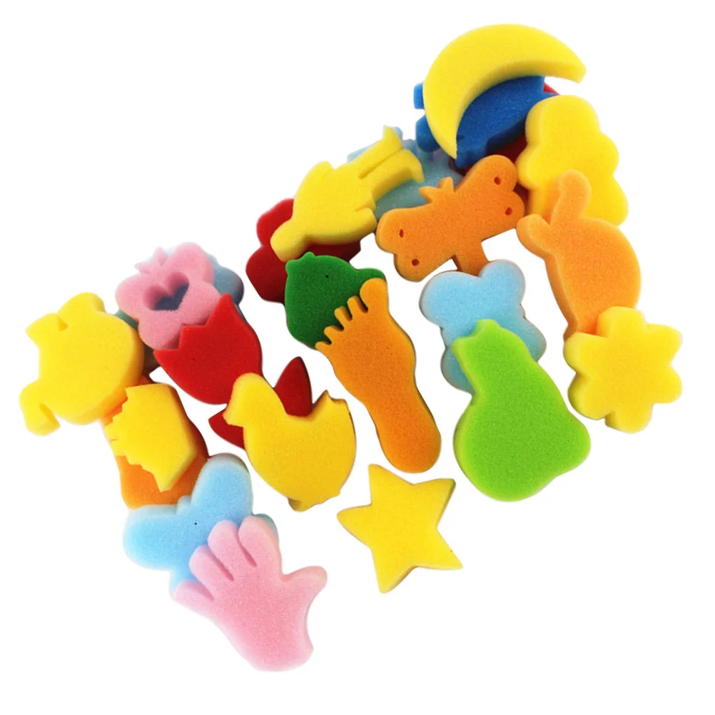 

48 Pcs Colorful Kids Stamper Painting Rainbow Ink Stamps Sponge Toys Sponges Letter