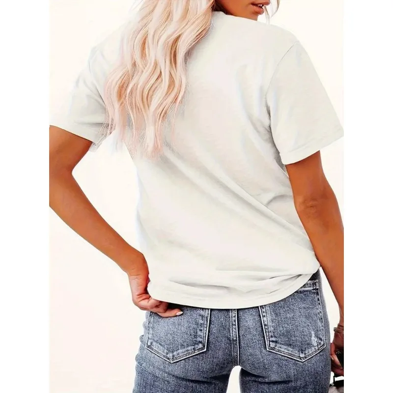 T-shirt stampata con motivo Drammatico di Prenota per la mamma Top bianco casual a maniche corte girocollo Top lavabile in lavatrice con design a labbra rosse