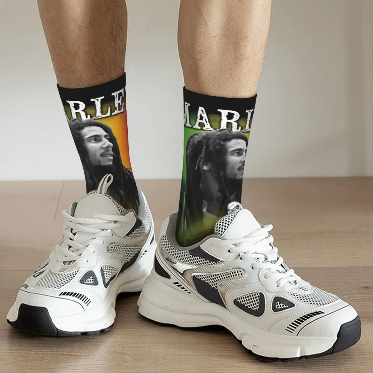 Мужские носки Harajuku Rastaman Bob-Marley Sock Полиэстер Ямайская музыка Скейтборд Женские чулки Весна Лето Осень Зима