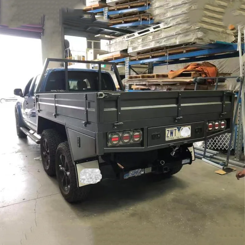 Aluminum Double Driver's Cabin Custom Ute Tray, with Side Boxes and Mudguards, Available in Customizable Colors and Sizes