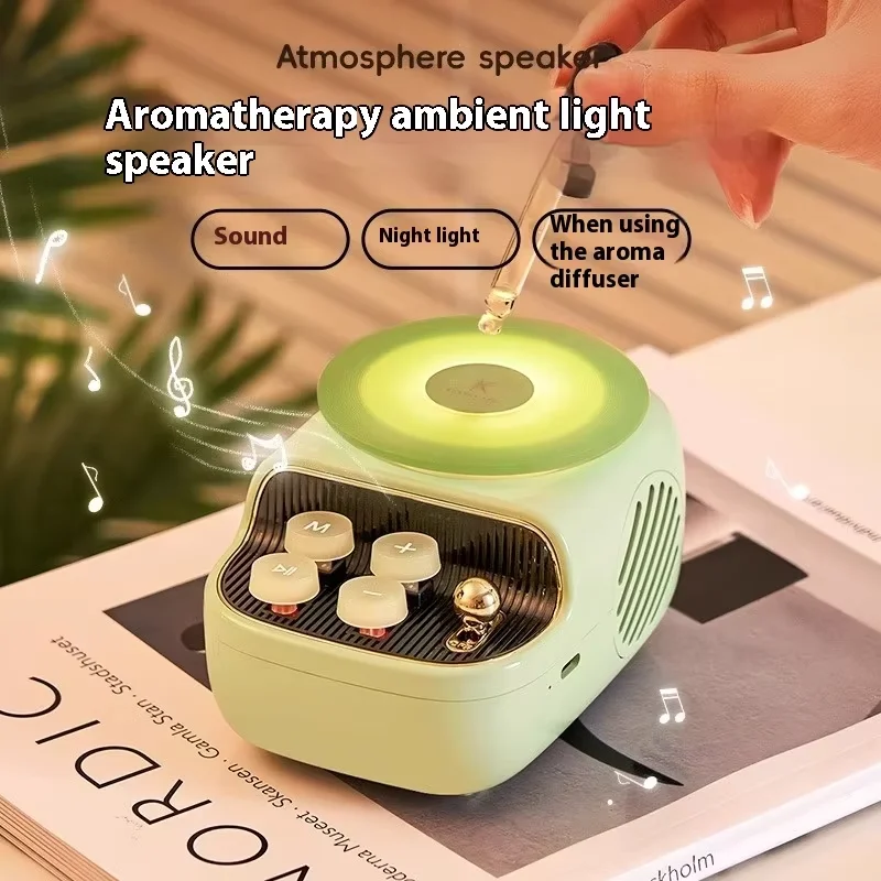 Bluetooth-динамик, машина для ароматерапии, ночник, вращающаяся запись, мини-аудиоплеер длительного действия, портативные ретро-динамики