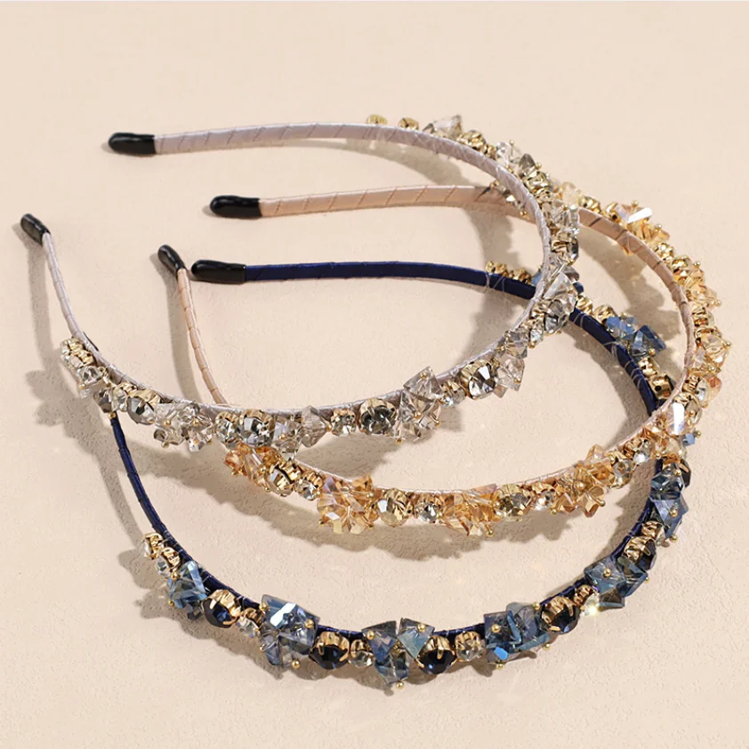 Kristallperlen-Haarreif für Damen, Handgefertigtes Strass-Haarband, Modisches Haarband, Funkelnder Haarreif, Haaraccessoires für den Alltag und Partys – Detail 14