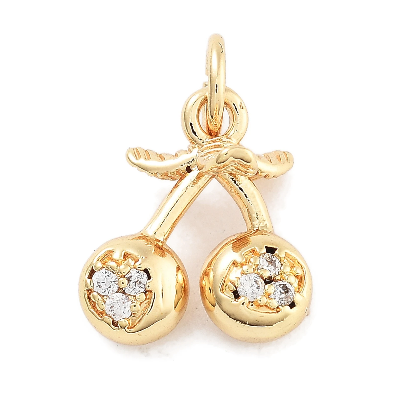 

Fruit Theme Strawberry/Cherry Brass Cubic Zirconia Charm Gold Plated for Making DIY Jewelry Necklace Earring Supplies