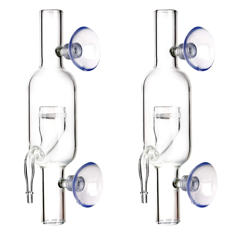 Glass Inline CO2 Diffuser with Suction Cups for Aquarium Planted Clear Glass 2 Sizes Aquarium Supply Accessories