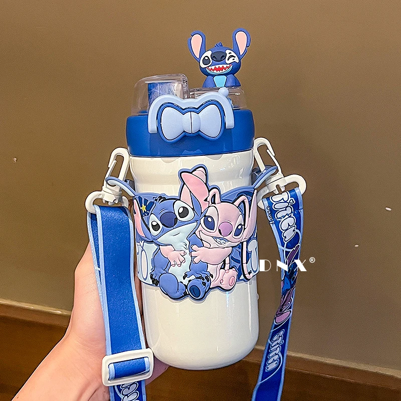 

600ml 316l Stainless Steel Inner Liner Stitch Insulated Water Bottle Cute Kawaii Thermos For School Leakproof Tumbler For Girls