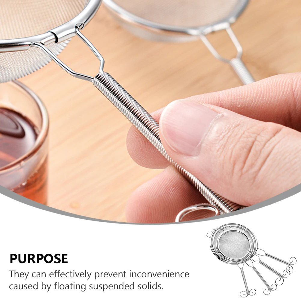 

4pcs Stainless Steel Tea Colander Food Grade Mesh Strainer Kitchen Filter Handle Reinforced Home Handheld Tea Strainer