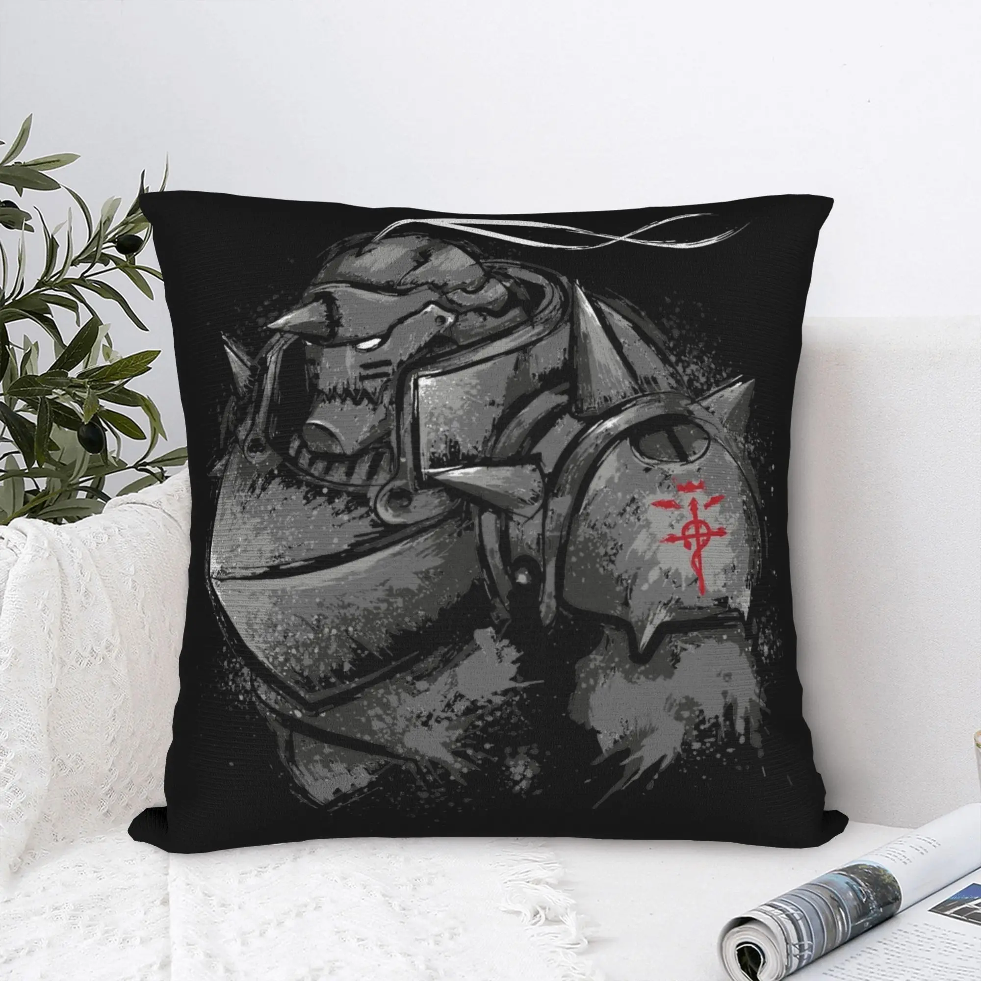 Fullmetal Alchemist Pillowcase Printing Polyester Cushion Cover Decorations Anime Throw Pillow Case Cover Living Room Square