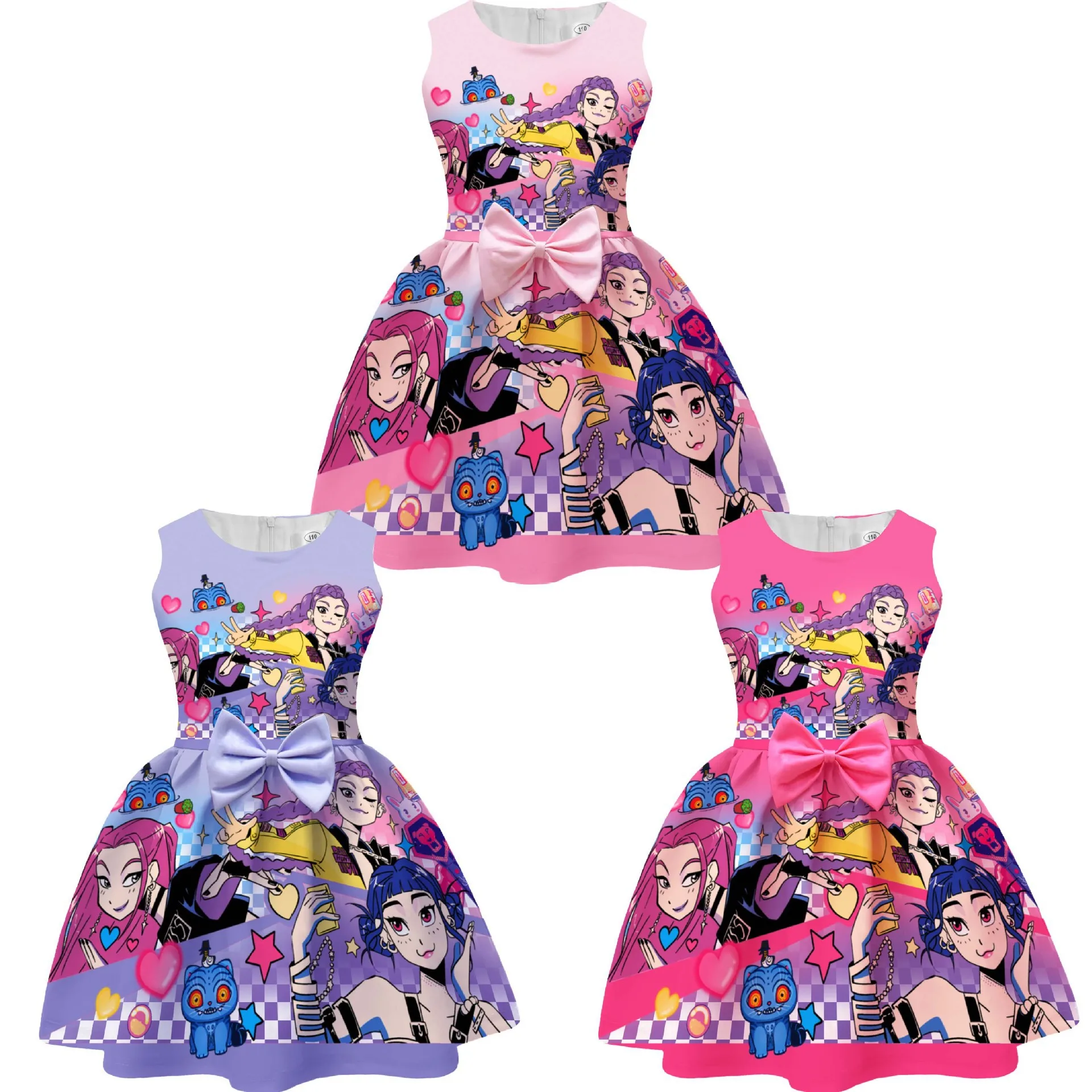 

Kpop Demon Hunters Summer Fashion Baby Girls Princess Dresses Kids Clothes For Halloween Party Birthday Cosplay Costume