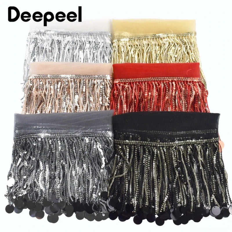 

3Yards 16cm Sequins Beaded Sewing Tassel Fringe Trim Decorative Trimmings Stitching Clothes Dresses Lace Tassels DIY Accessories