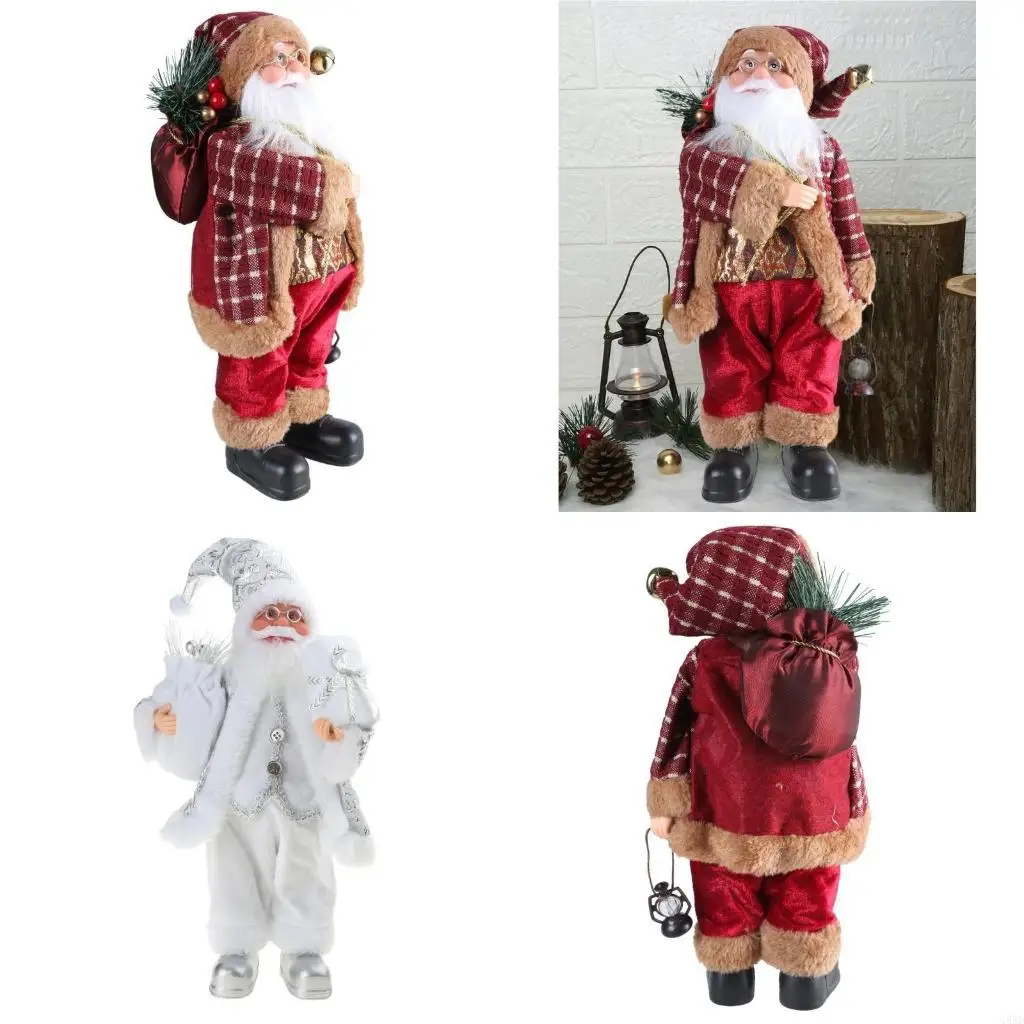 

11.8in Standing Naughty Nice Santa Christmas Figurine Holiday Decoration C5AD
