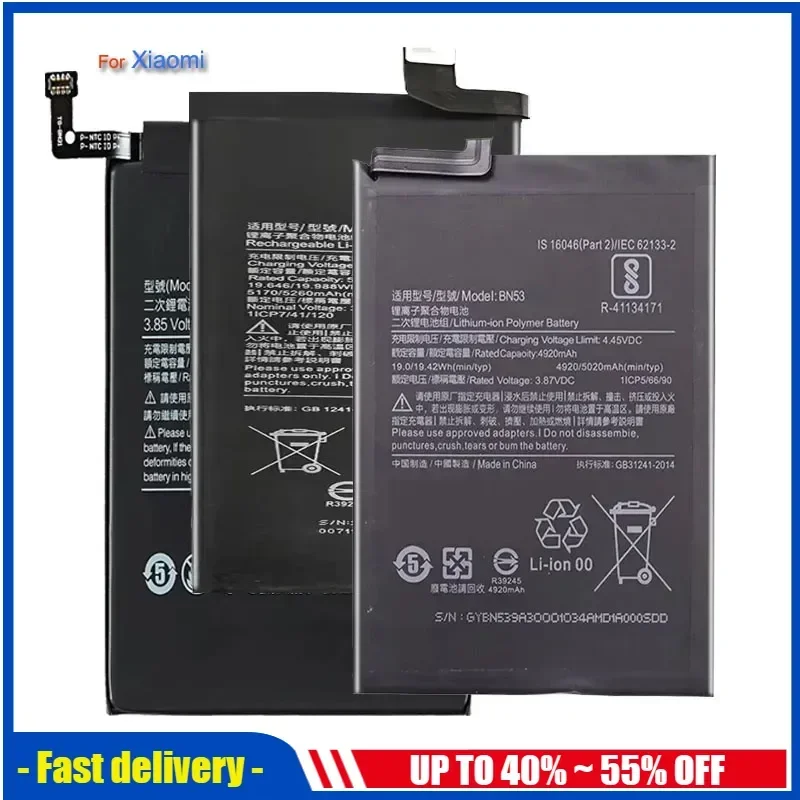 Battery BM42 BM45 BM46 BN31 BN41 BN43 BN45 BN46 BN48 BN4A For Xiaomi Redmi Note 2 3 4 4X 5 5A 6 7 8 8T 9 9S Pro Plus Note2 Note3