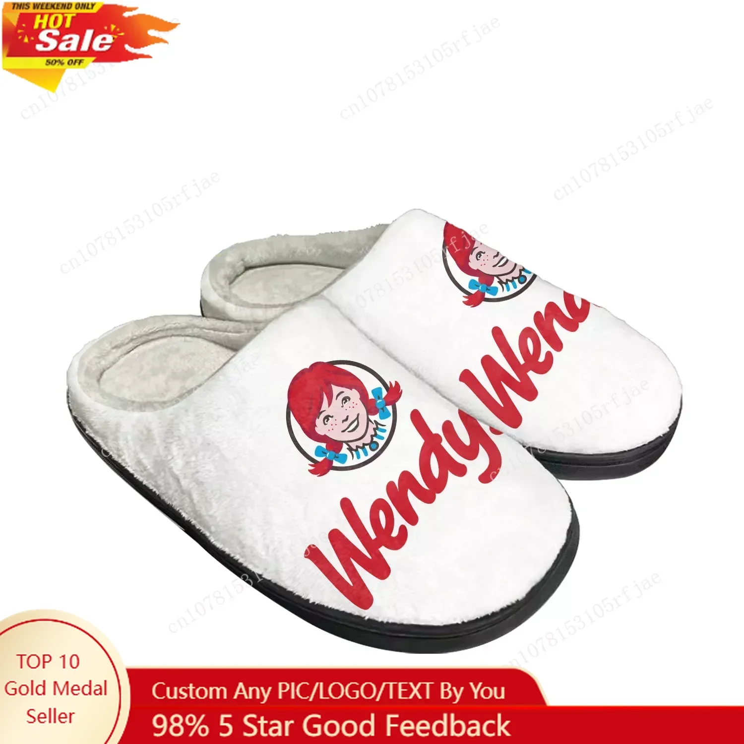 

Новые домашние хлопковые тапочки с логотипом ресторана Wendys Fast Food, мужские и женские плюшевые тапочки для спальни, теплая обувь на заказ, домашние тапочки