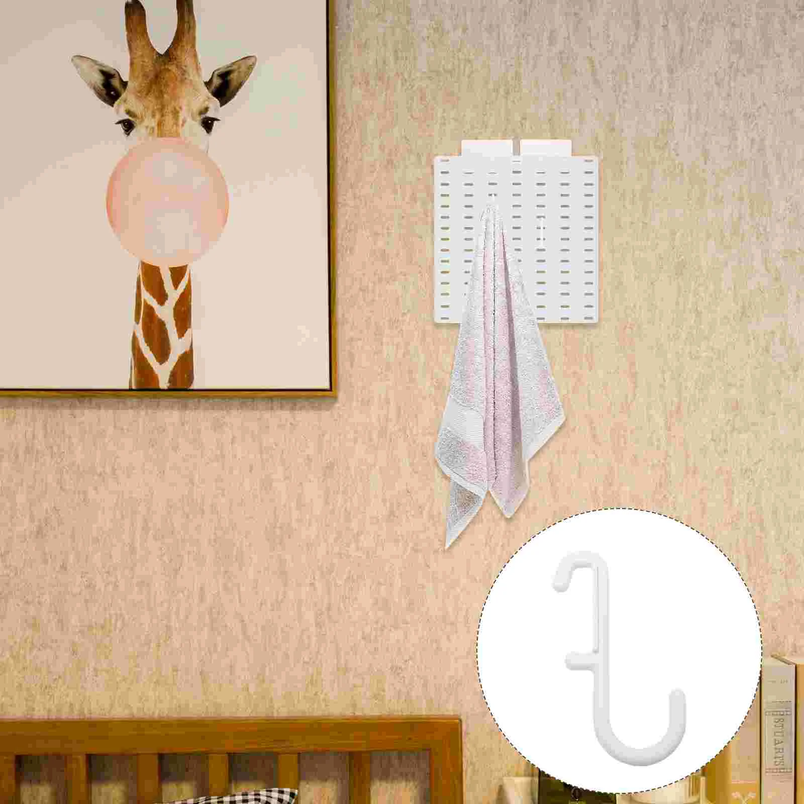 

7 Pcs Peg Board Hook Pegboard Display Shelf Wall Hooks for Coats up Hangers Plastic Commodity White