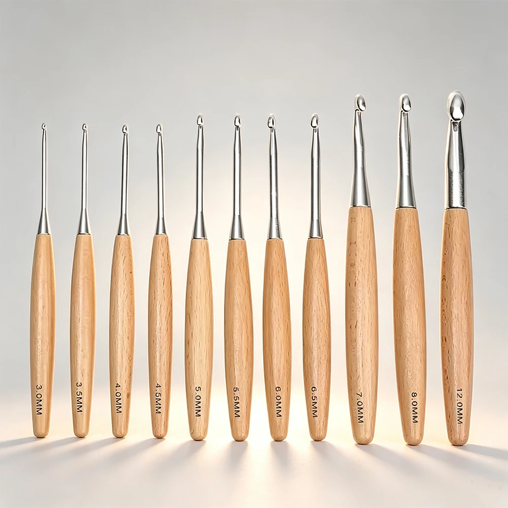 Wooden Crochet Hooks Ergonomic Handle - 1/11pcs Wooden Handle Crochet Hooks 3.0-12.0mm