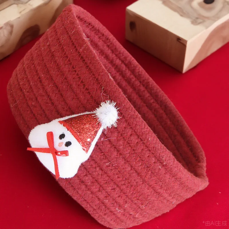 

Woven Christmas Storage Basket Red Cotton Rope Bin Holiday Gift Container Organizer for Crafts Cookies Makeup Pencils