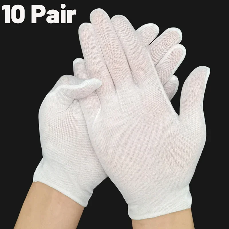 

White Cotton Work Gloves for Dry Hands Handling Film Ceremonial High Stretch Gloves Household Cleaning Tools Gloves