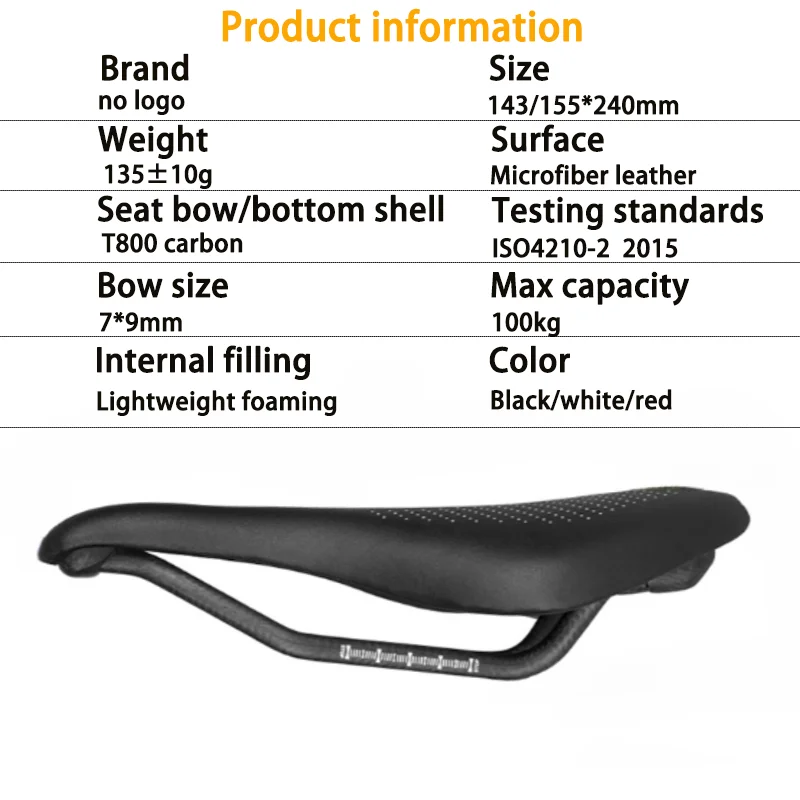 2024NEW Pu+carbon fiber saddle road mtb mountain bike bicycle saddle for man cycling saddle trail comfort races seat red white