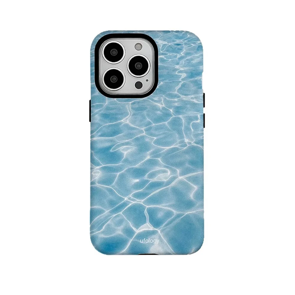 

Ins Korean Blue Water Shadow Ripple Case for IPHONE 16ProMax 15 14 13 12 11 PRO Plus Acrylic TPU Two in One Magnetic Phone Cases