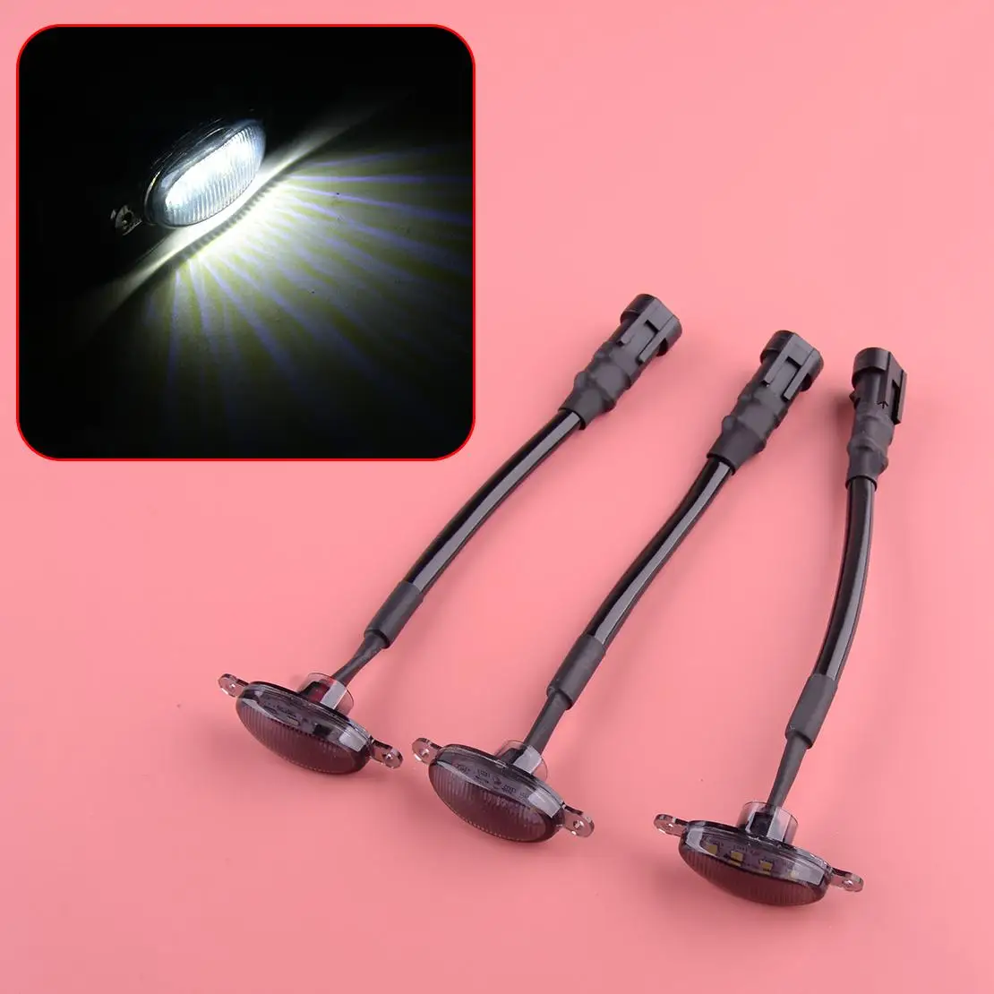 3Pcs Smoke Lens White LED Light Front Grill Grille Light DRL Fit For Ford F-150 F150 Raptor 2010 2011-2014 2015 2016 2017 2018