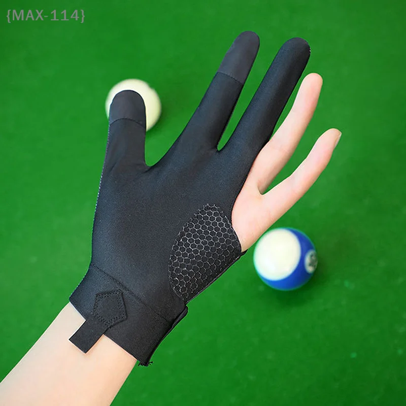 【MAX114M3】1pcLeftHand Billiards Glove Three Finger Snooker Billiard Glove Non Slip Stickers Elasticity Billiard Training Gloves