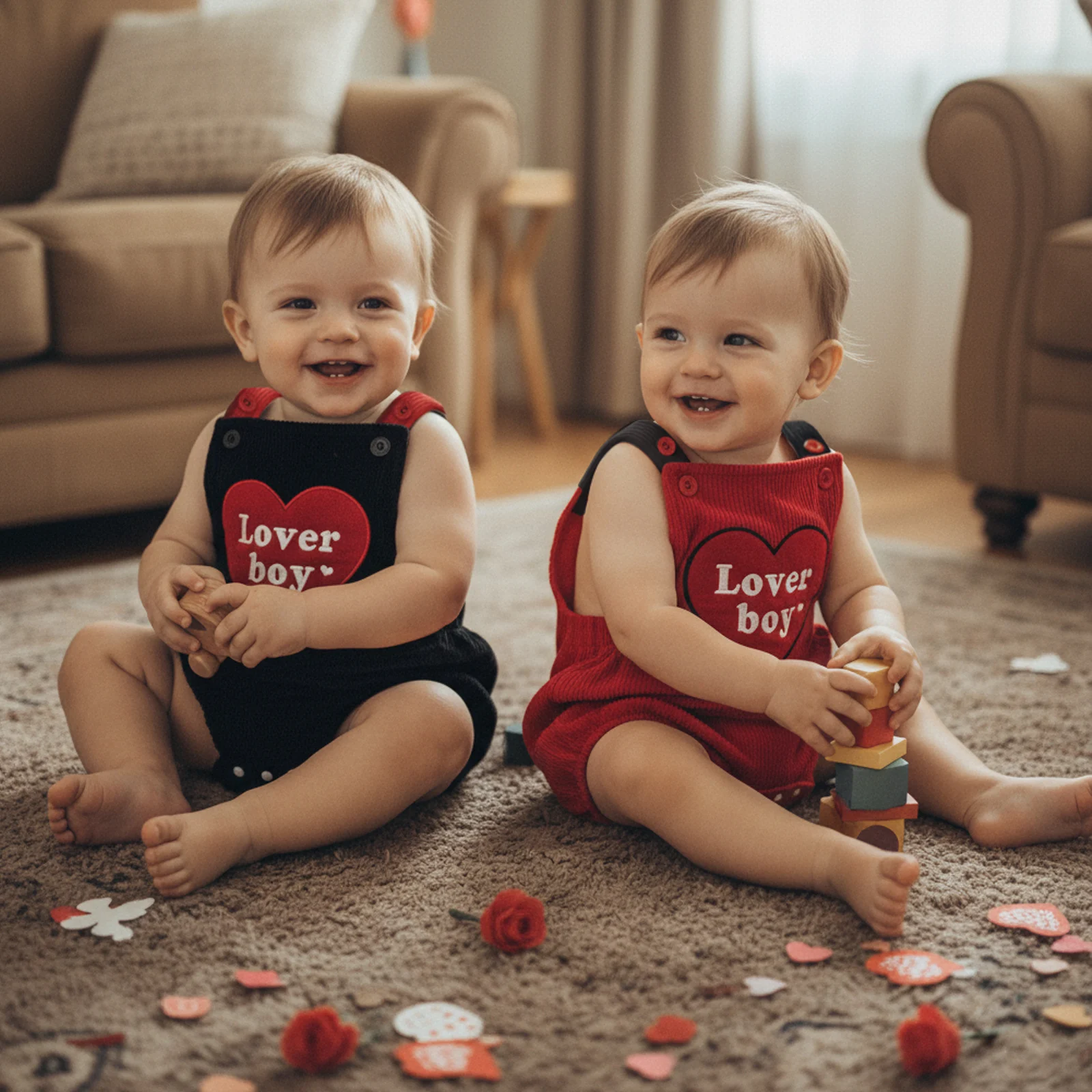 

Baby Clothing Boys Girls Valentines Rompers Love Heart Letter Embroidered Loose Fit Jumpsuits Newborn Clothes