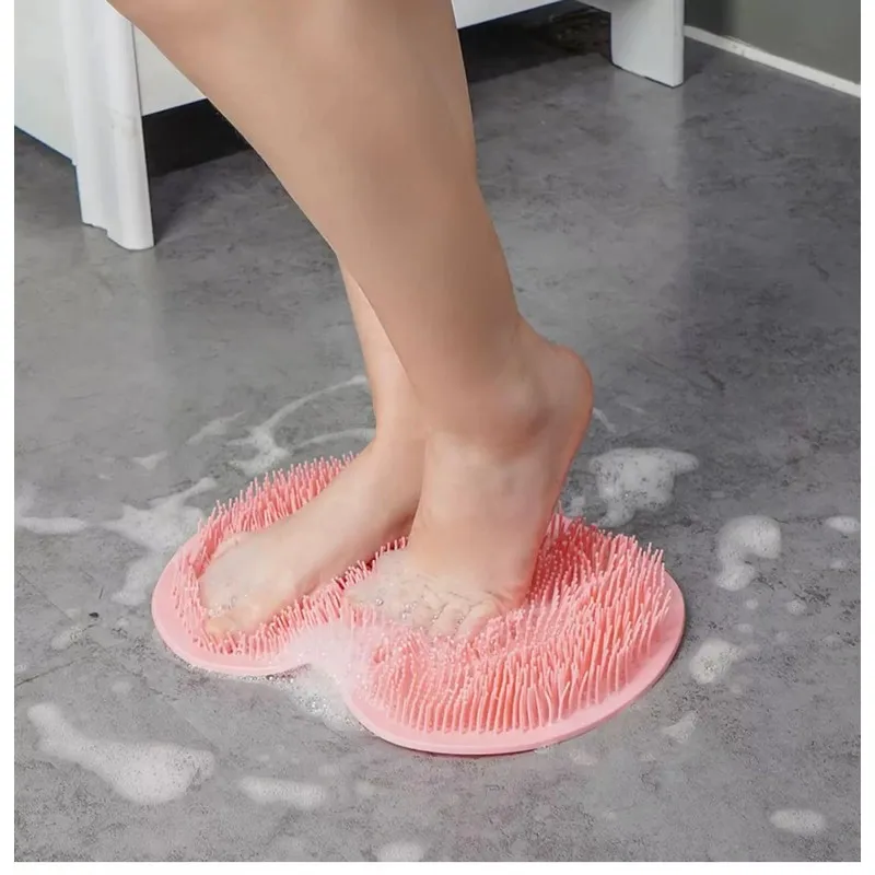 Silicone Rub Back Brush Bathroom Non-slip Wash Foot Pad Massage Shower Mat with Sucker Bath Massage Foot Exfoliating Brush Pad
